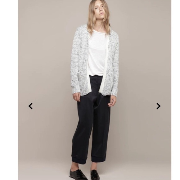 3.1 PHILLIP LIM Double Collar V-Neck Marled Yarn Wool Blend Cardigan chunky knit - Picture 11 of 16